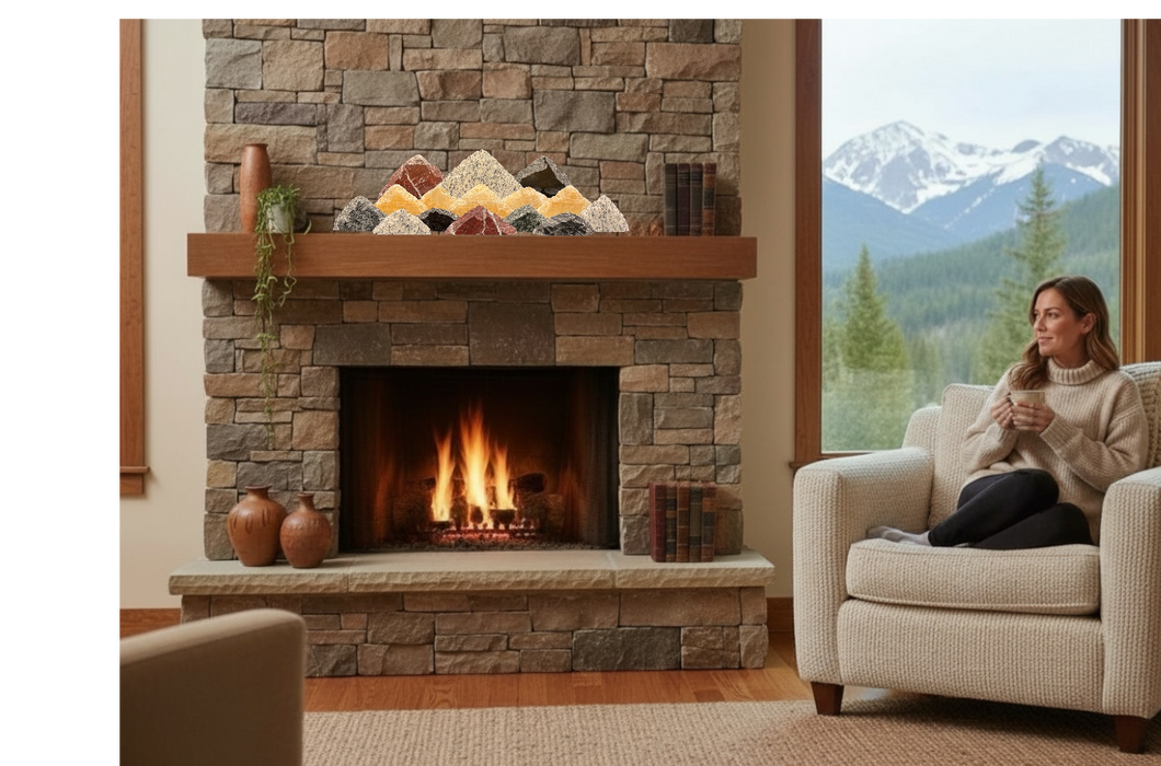 Illuminated onyx mountainscape.