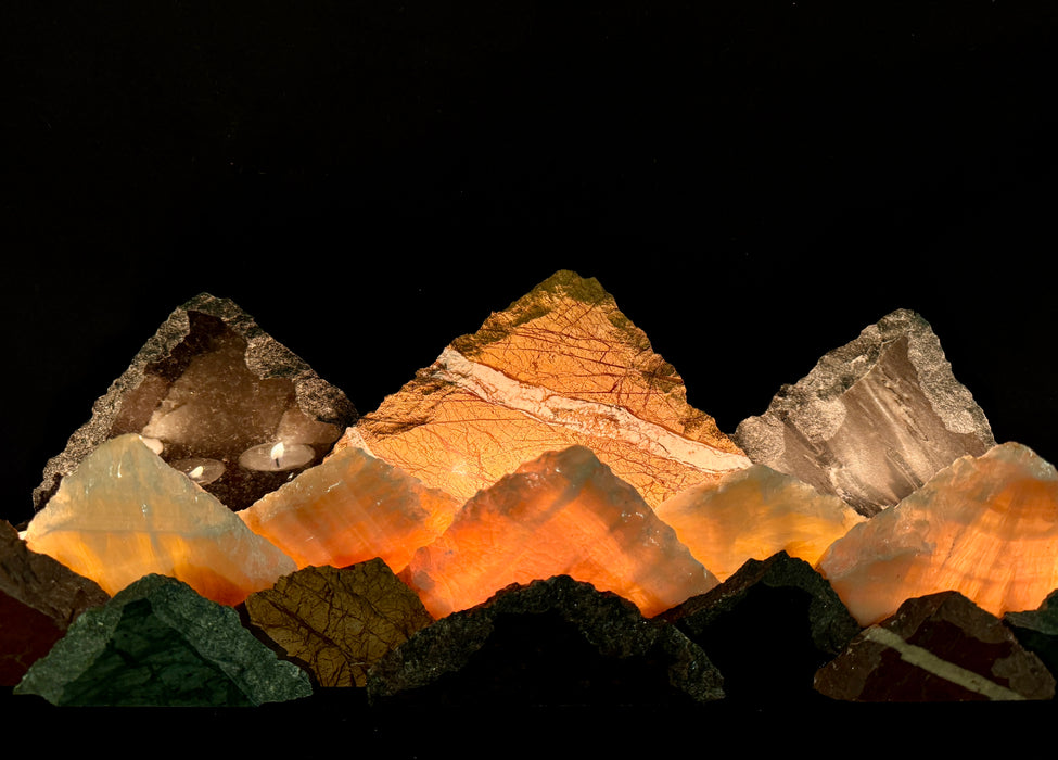 Illuminated onyx mountainscape