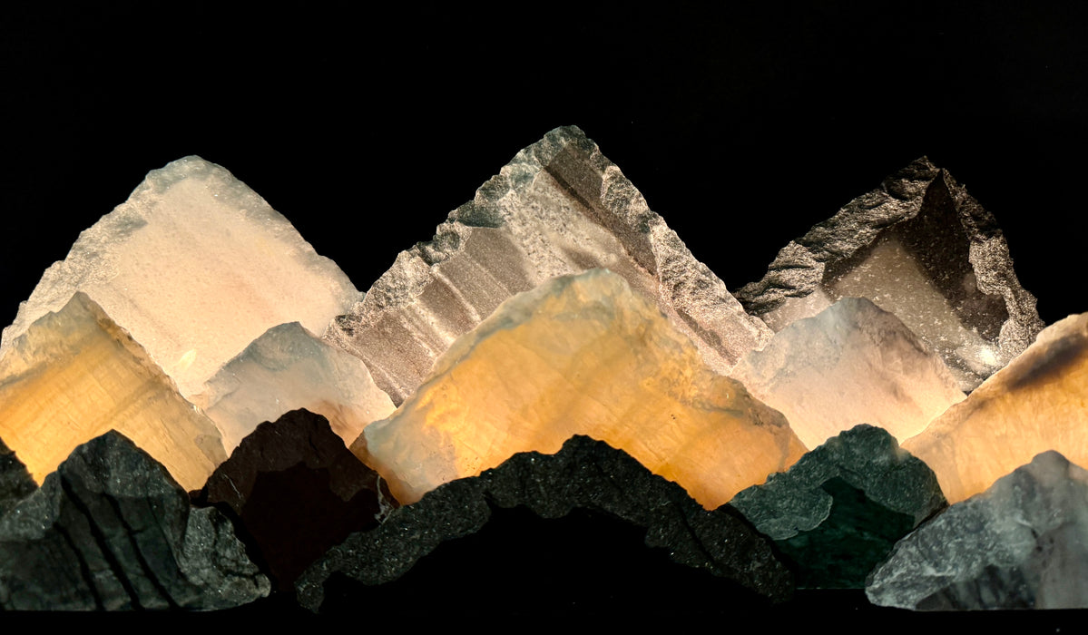 Illuminated onyx mountainscape