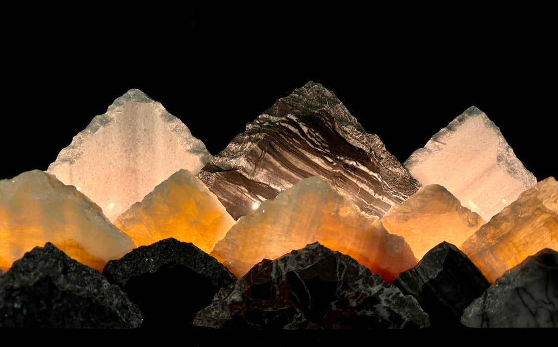 Illuminated onyx mountainscape