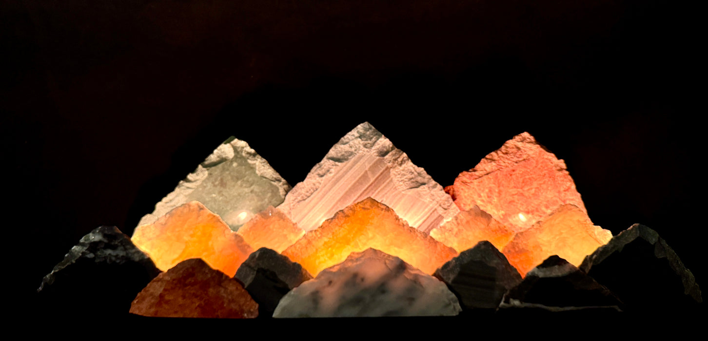 Illuminated onyx mountainscape