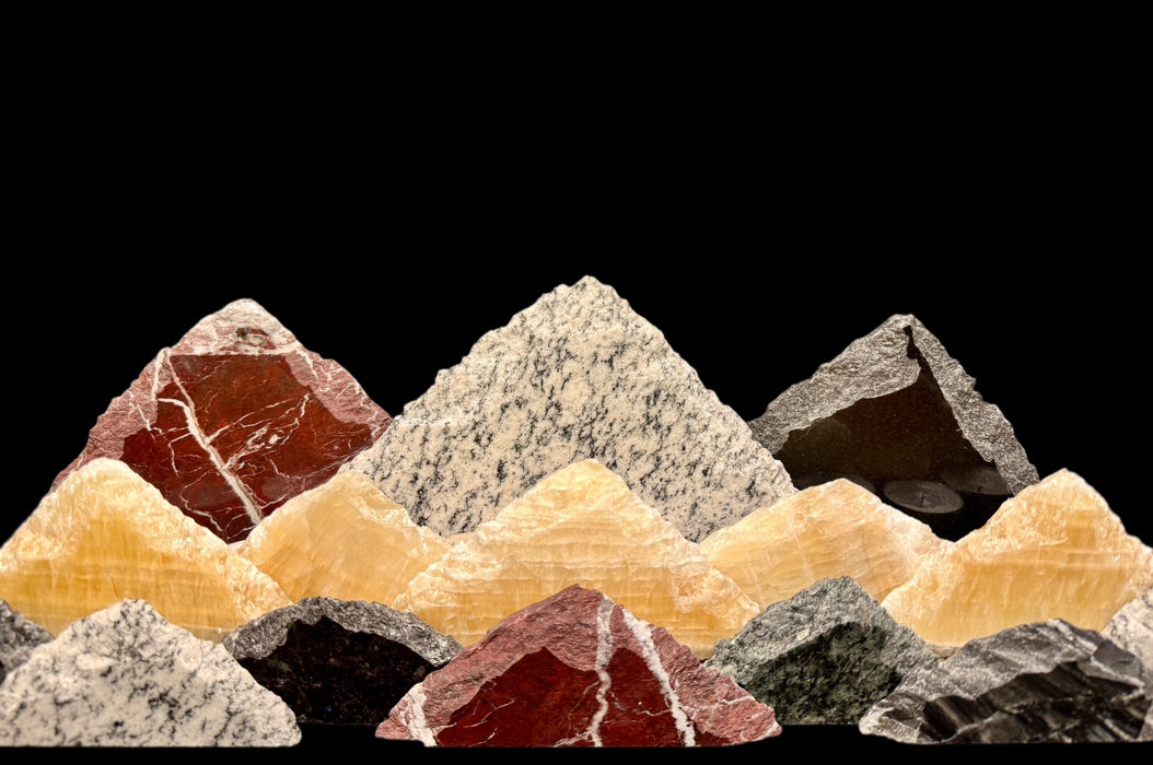 Illuminated onyx mountainscape.