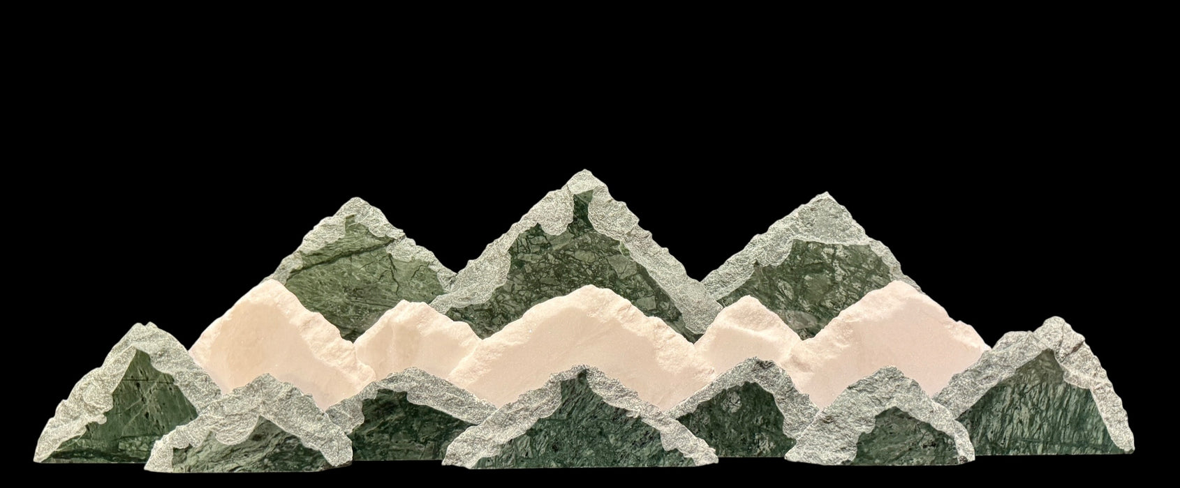 Illuminated marble mountainscape.
