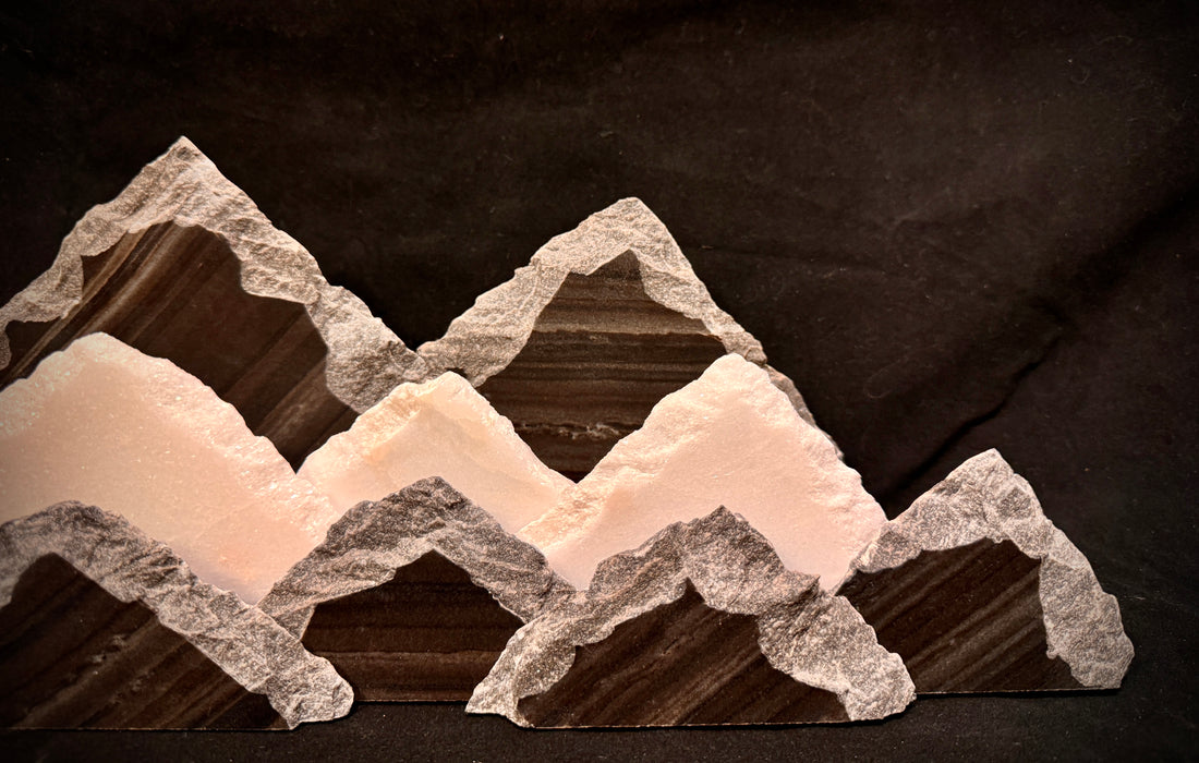 Illuminated marble mountainscape