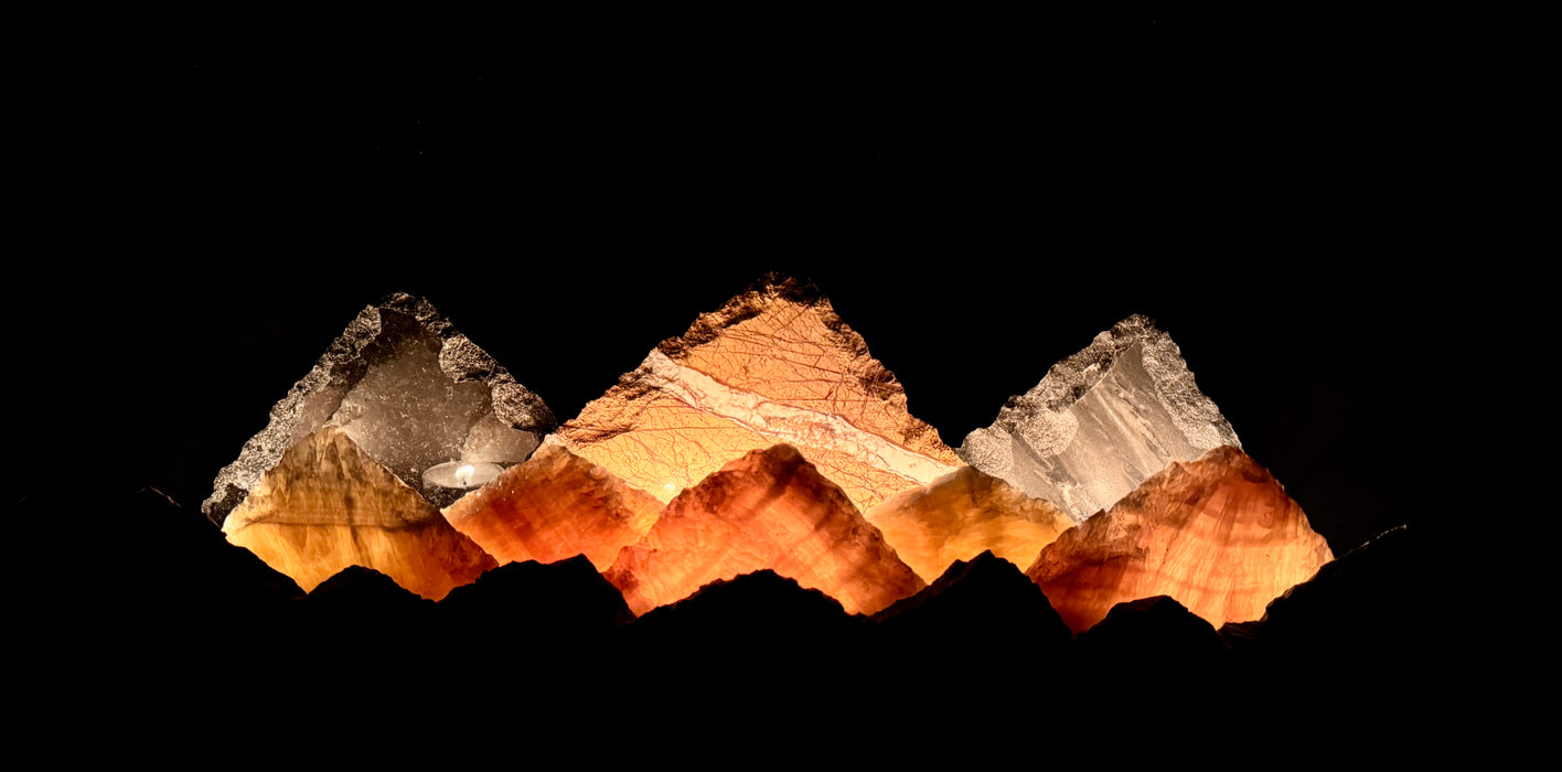 Illuminated onyx mountainscape