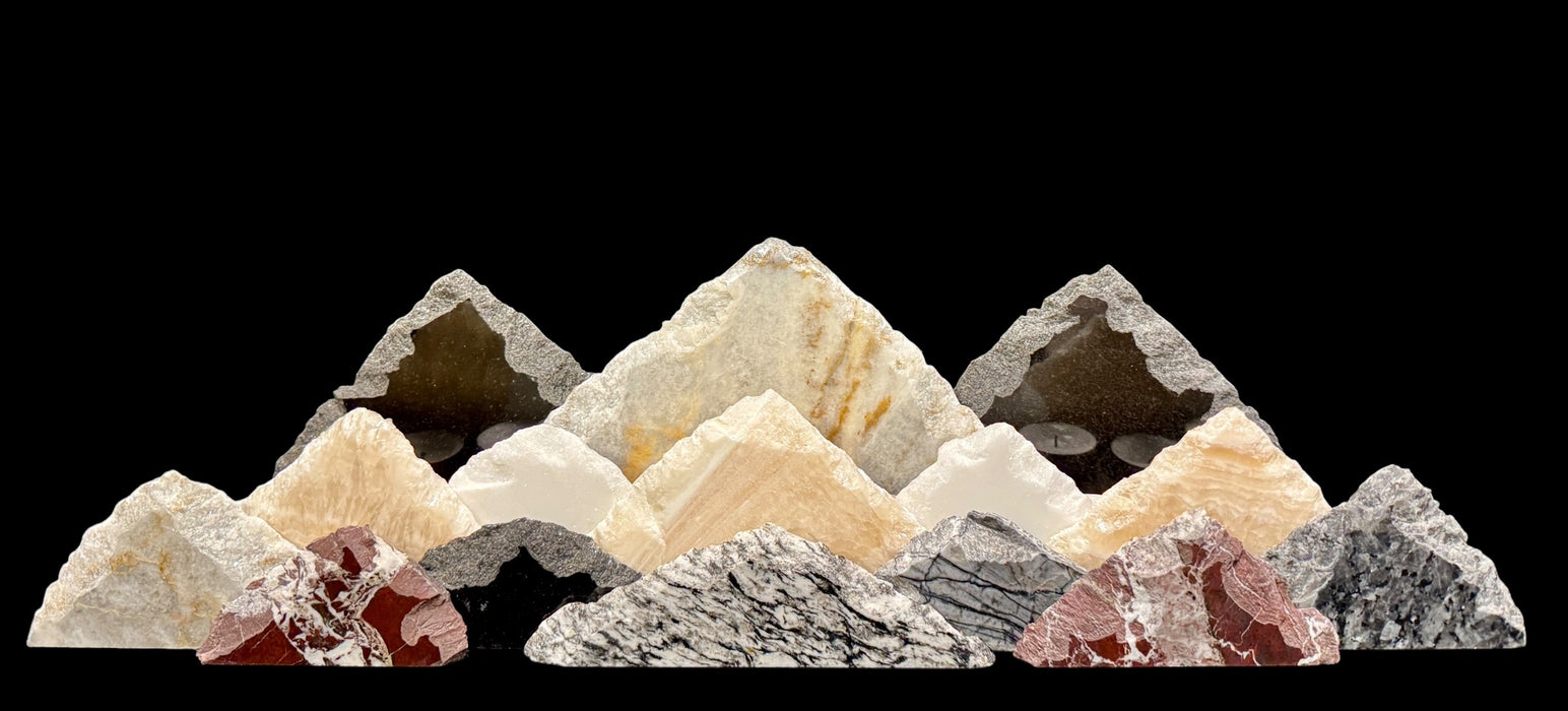 Illuminated onyx mountainscape.