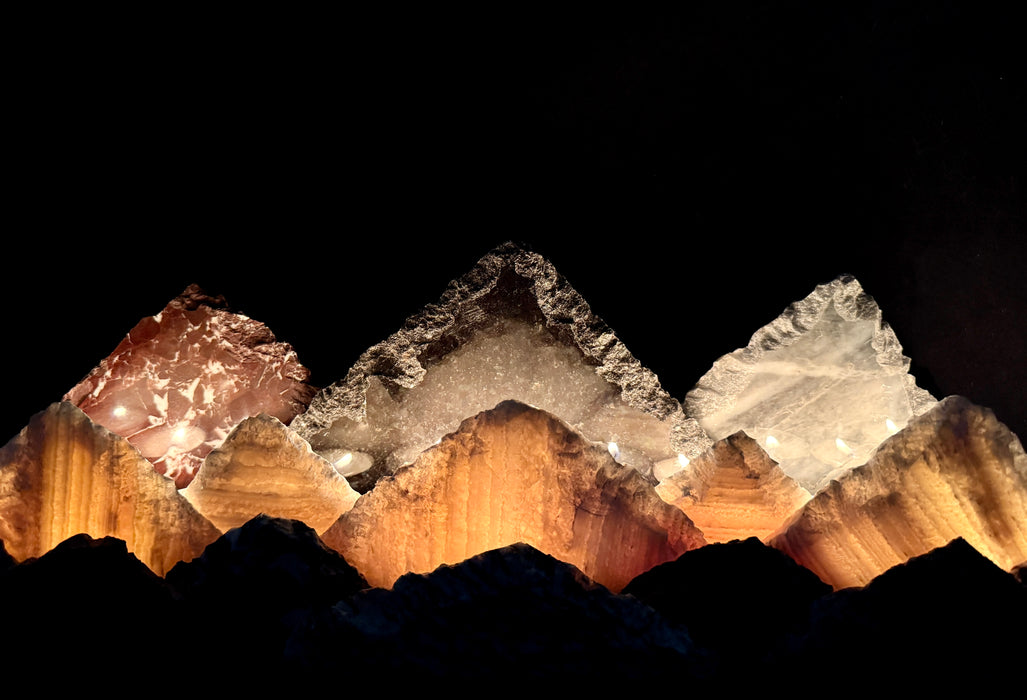 Illuminated onyx mountainscape.