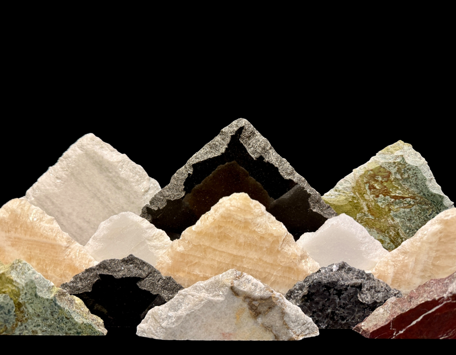 Illuminated onyx mountainscape.