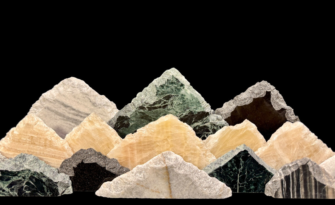 Illuminated onyx mountainscape.