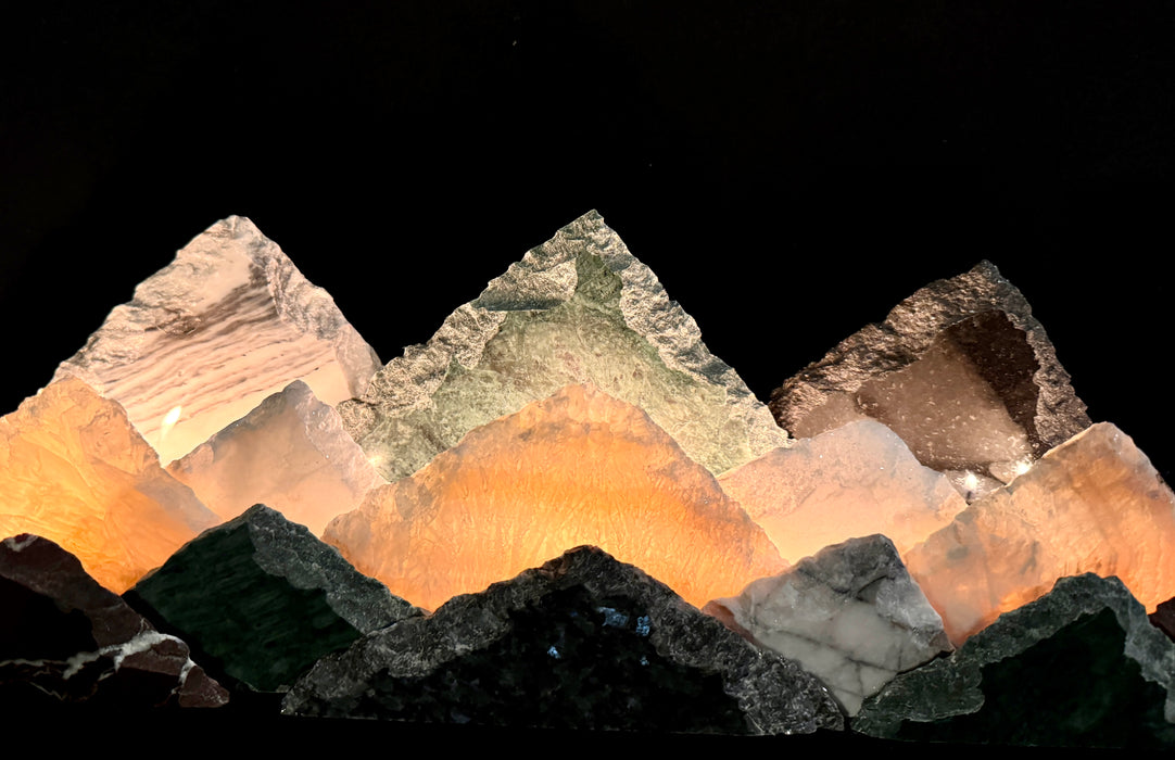 Illuminated onyx mountainscape