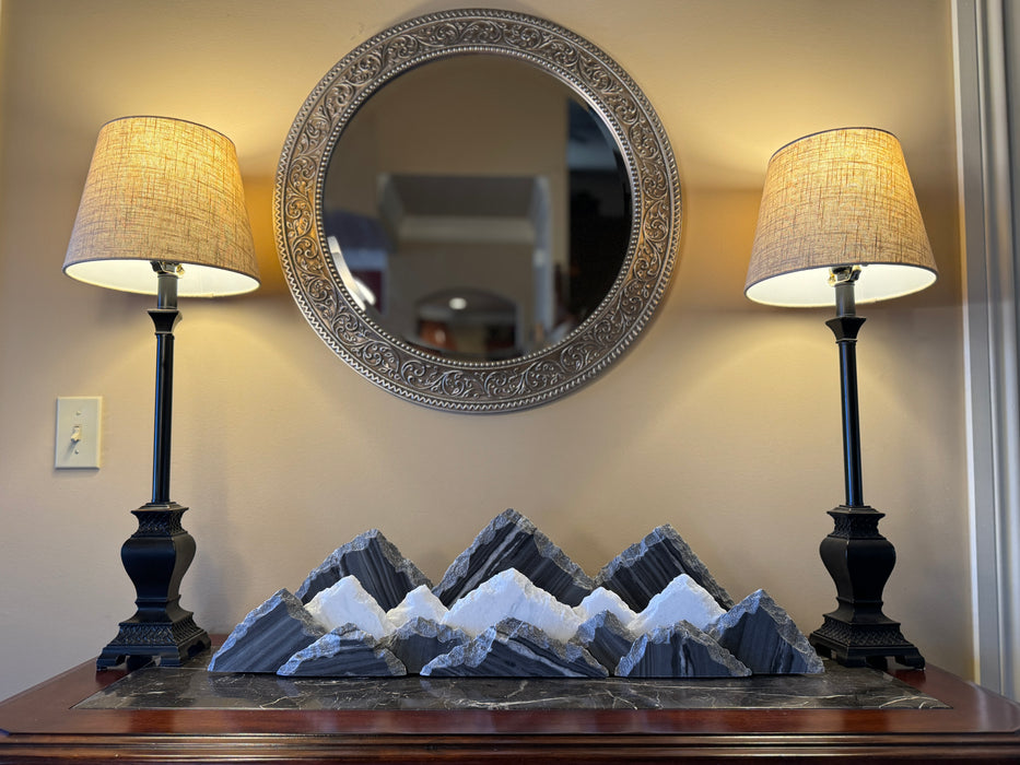 Illuminated marble mountainscape
