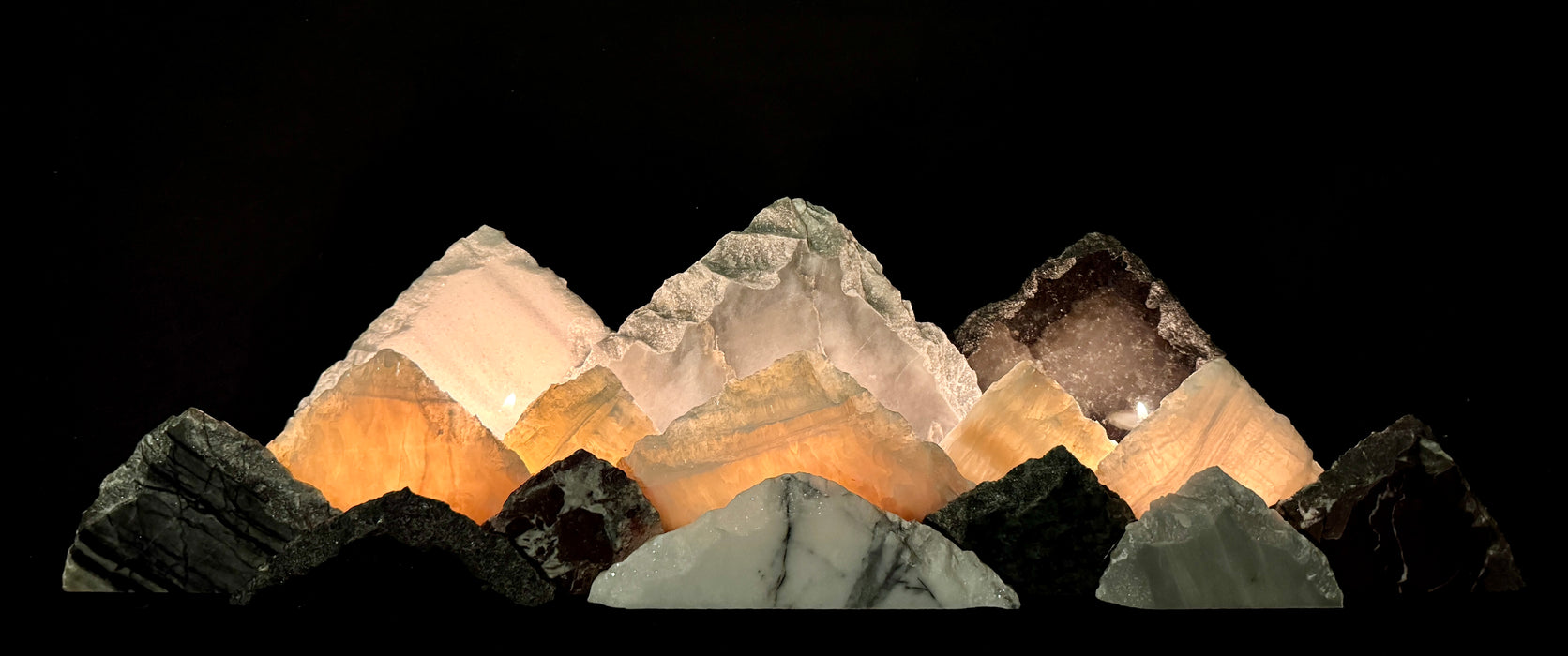 Illuminated onyx mountainscape