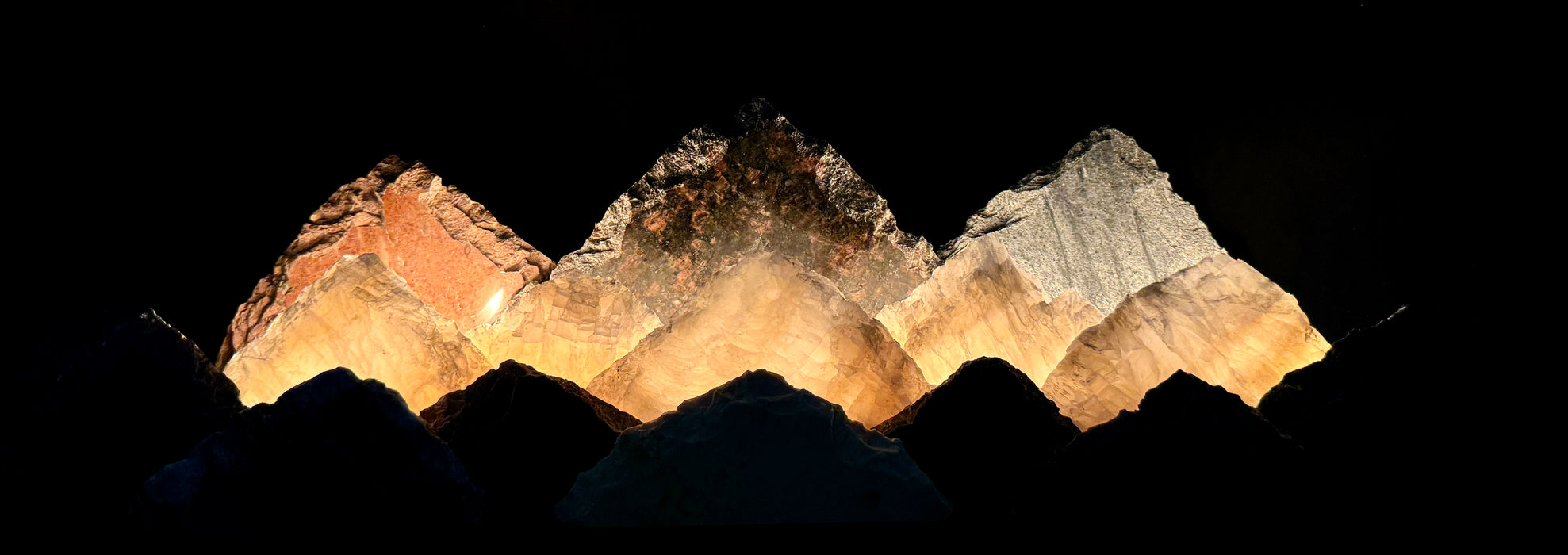 Illuminated onyx mountainscape