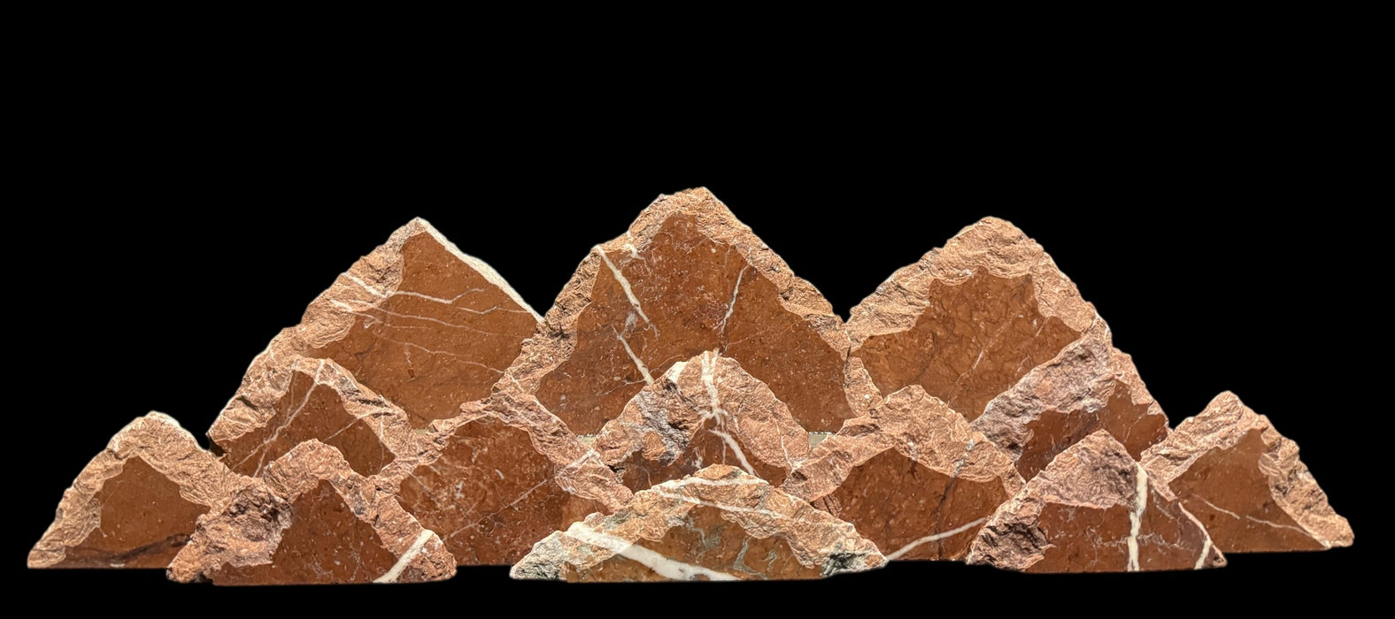 Illuminated marble mountainscape.