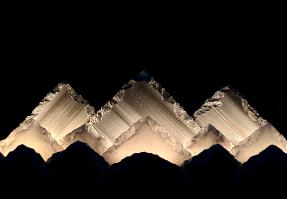 Illuminated marble mountainscape. X-Large