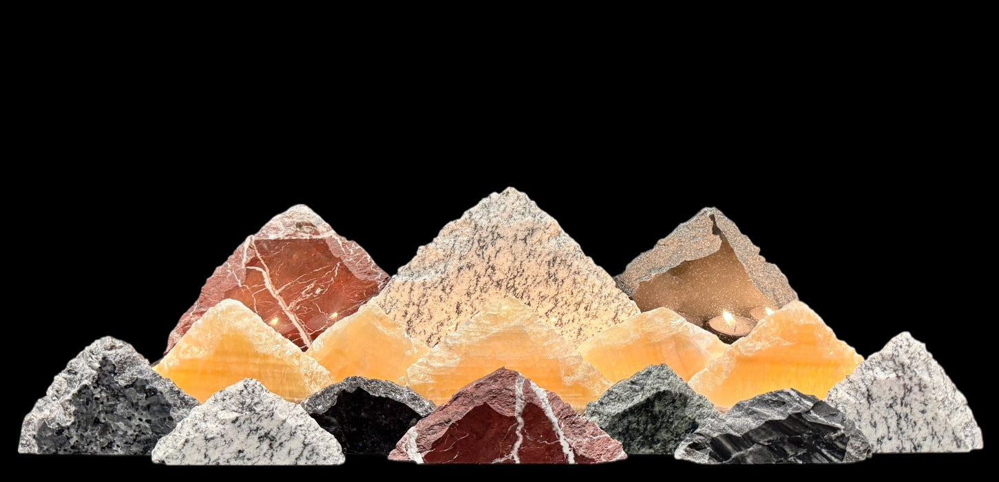 Illuminated onyx mountainscape.