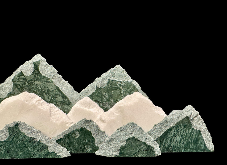 Illuminated marble mountainscape.