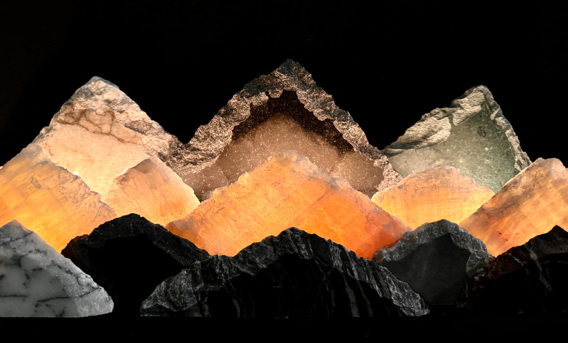 Illuminated onyx mountainscape