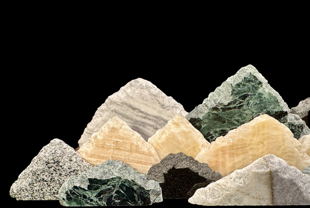 Illuminated onyx mountainscape.
