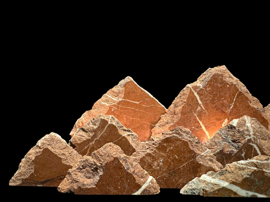 Illuminated marble mountainscape.