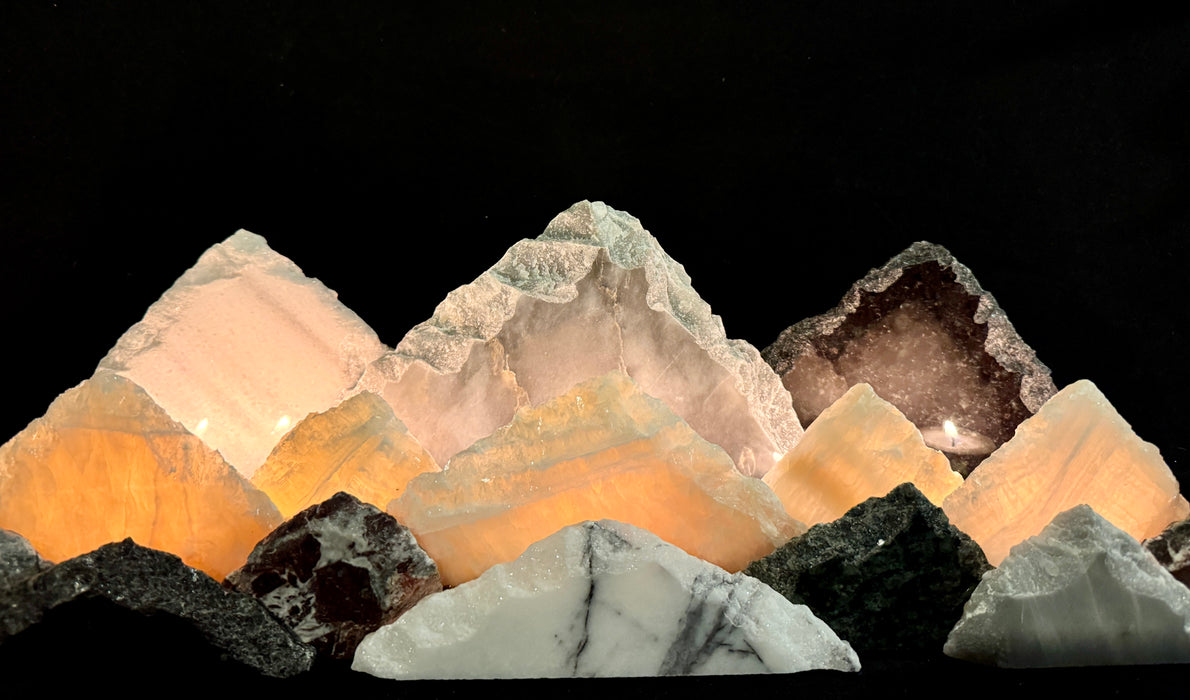 Illuminated onyx mountainscape