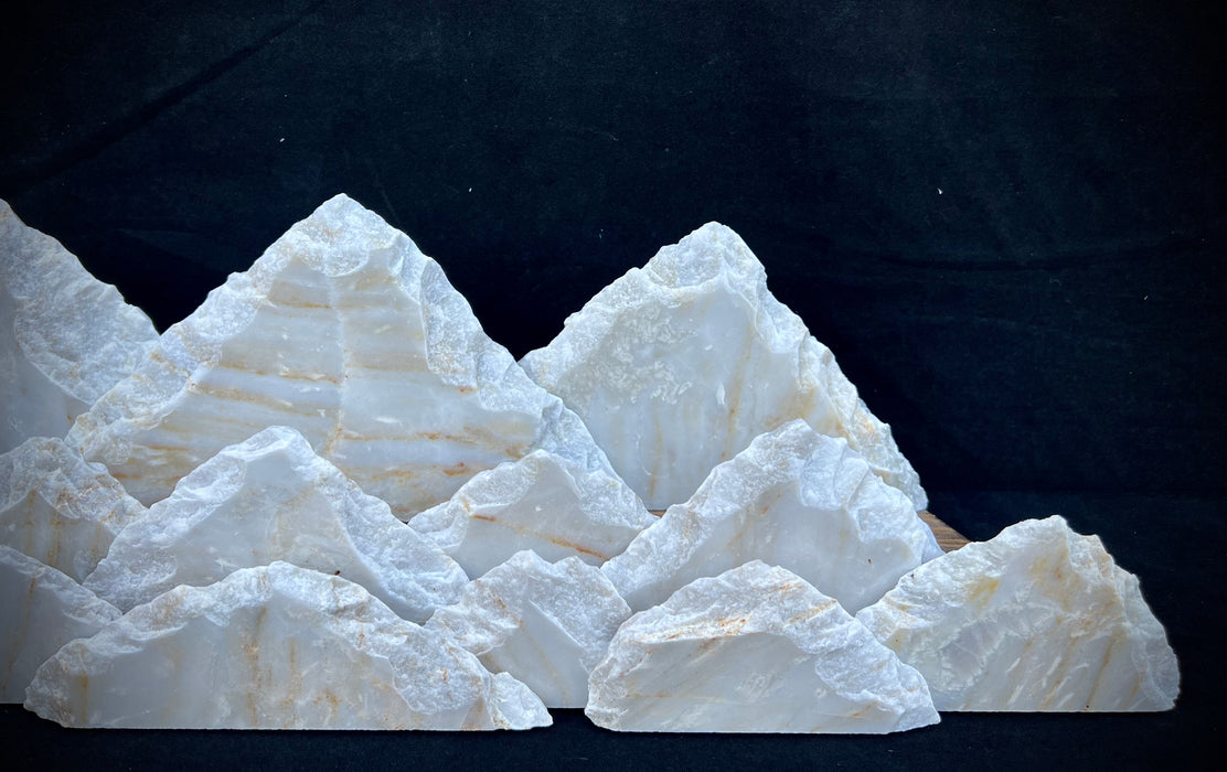 Illuminated marble mountainscape