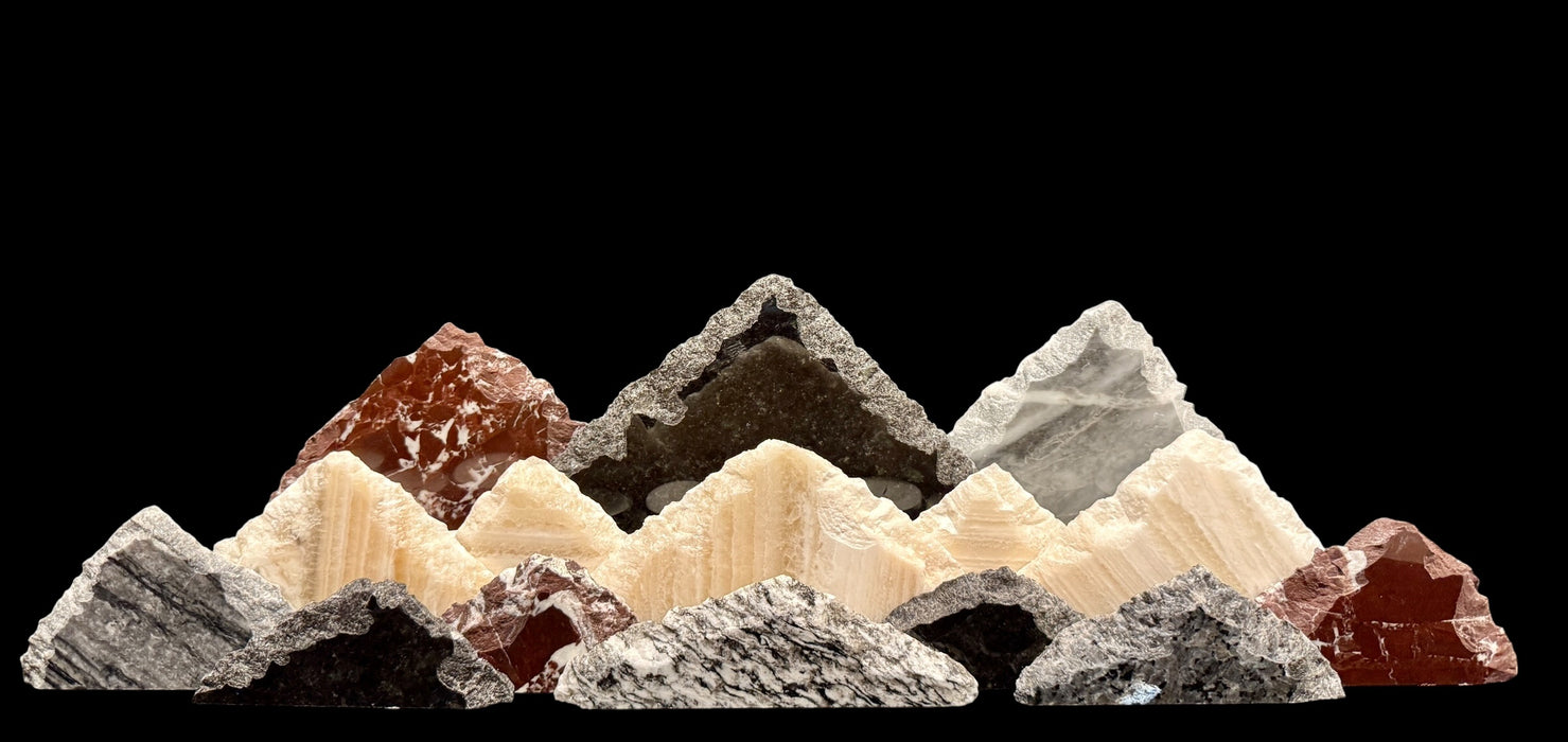 Illuminated onyx mountainscape.