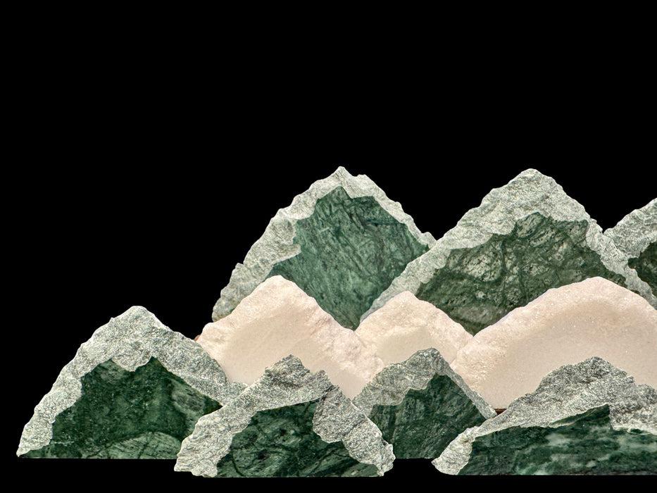 Illuminated marble mountainscape.