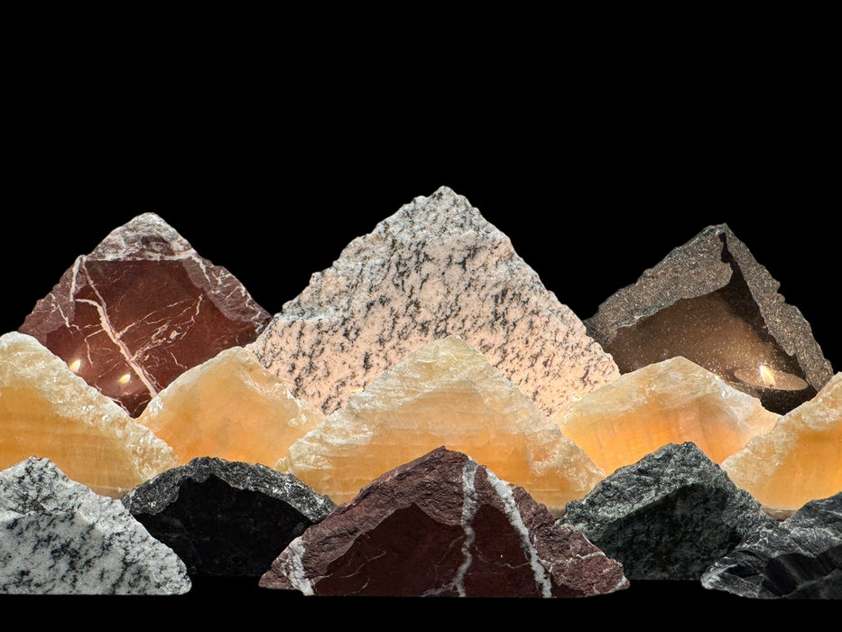 Illuminated onyx mountainscape.