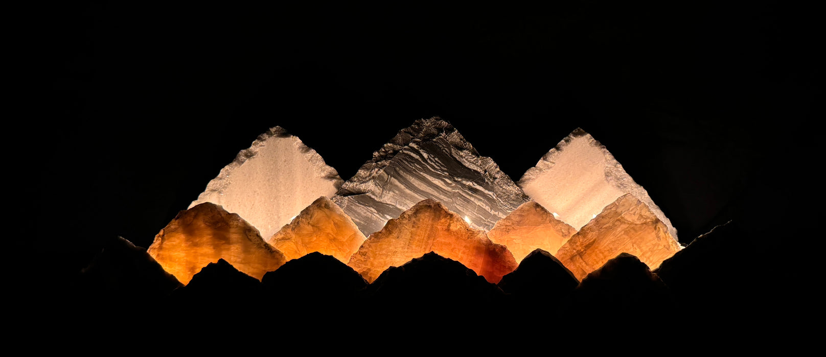 Illuminated onyx mountainscape