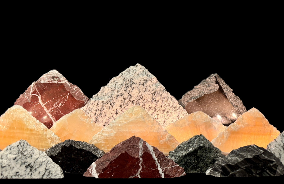 Illuminated onyx mountainscape.