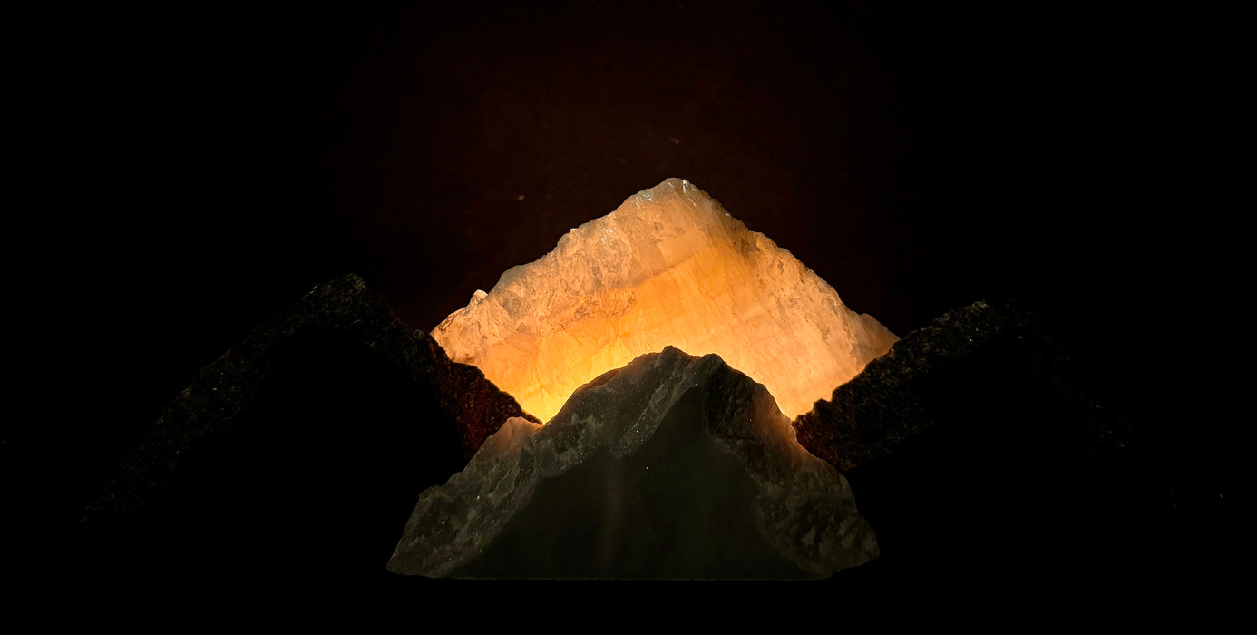 Illuminated miniature onyx mountainscape