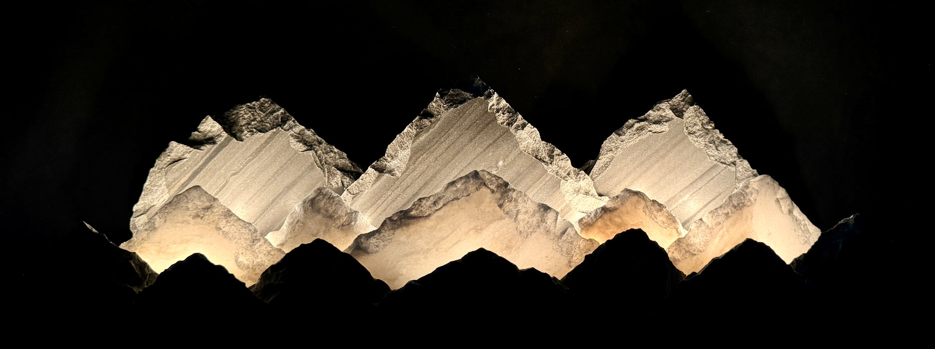 Illuminated marble mountainscape