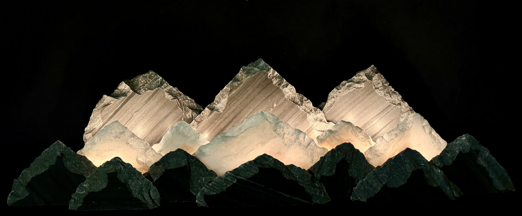 Illuminated marble mountainscape