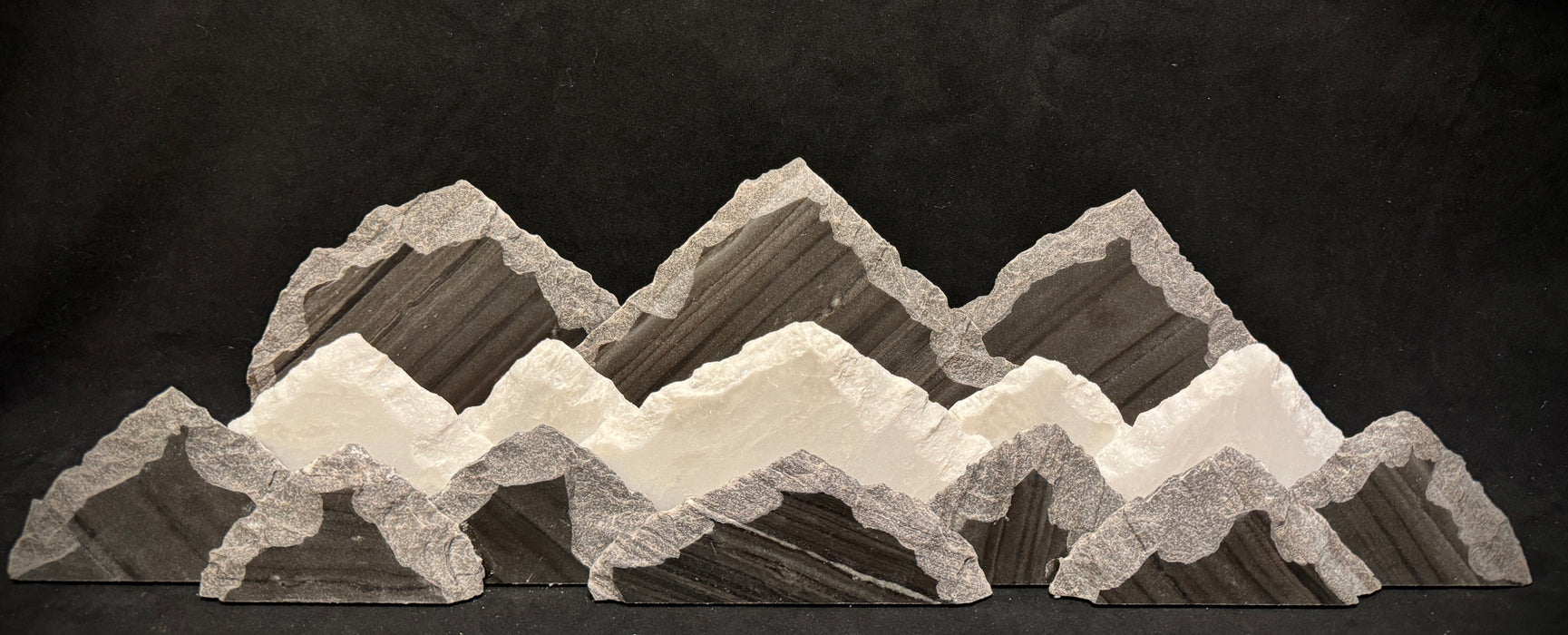 Illuminated marble mountainscape