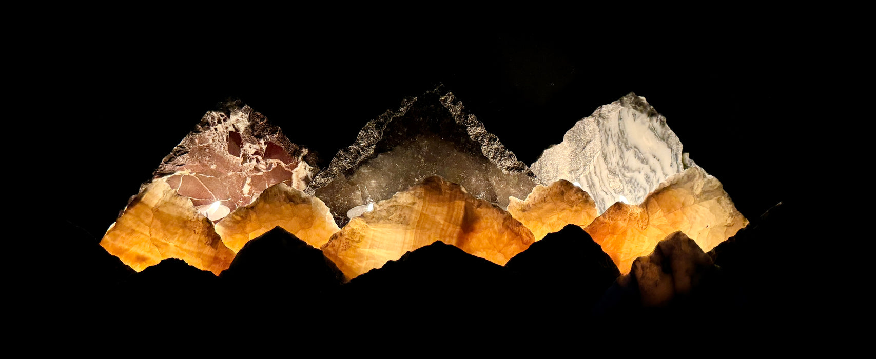 Illuminated onyx mountainscape