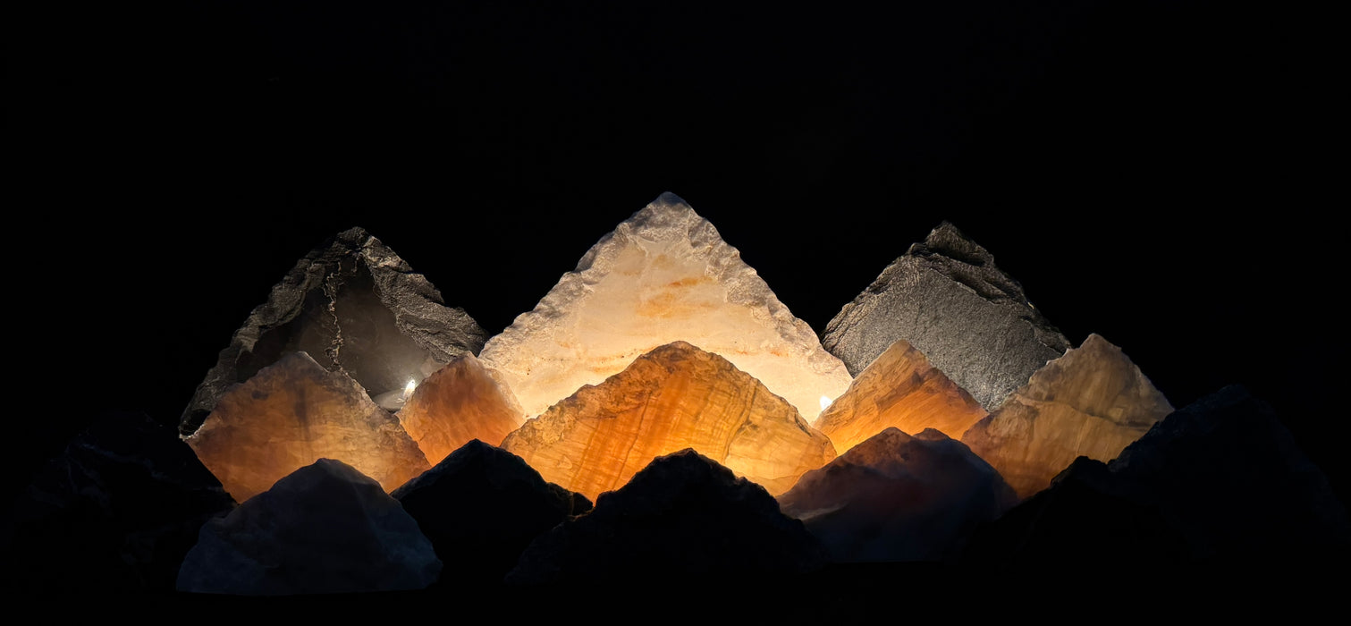 Illuminated onyx mountainscape