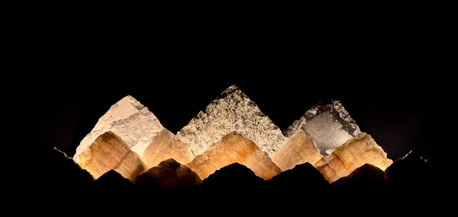 Illuminated onyx mountainscape