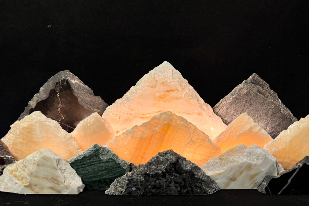 Illuminated onyx mountainscape