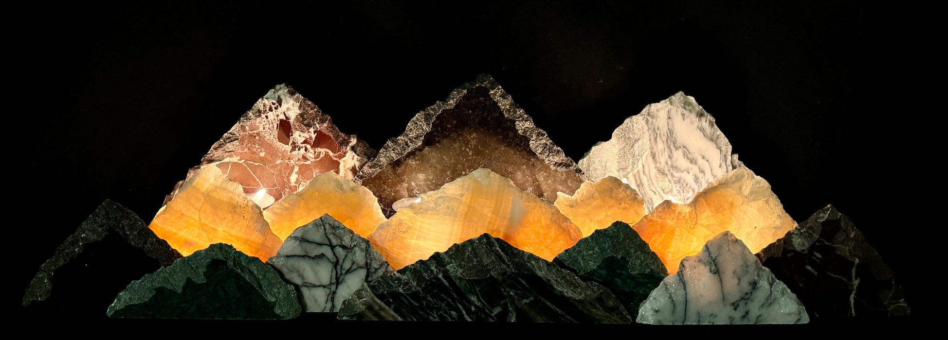 Illuminated onyx mountainscape