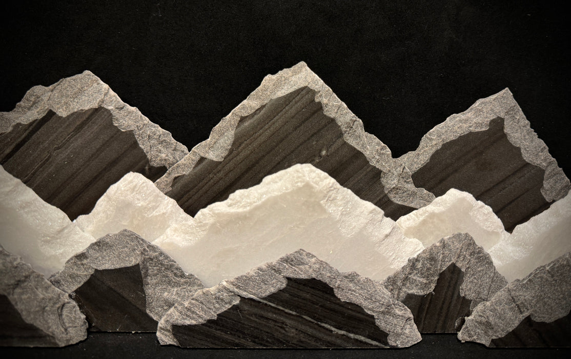 Illuminated marble mountainscape