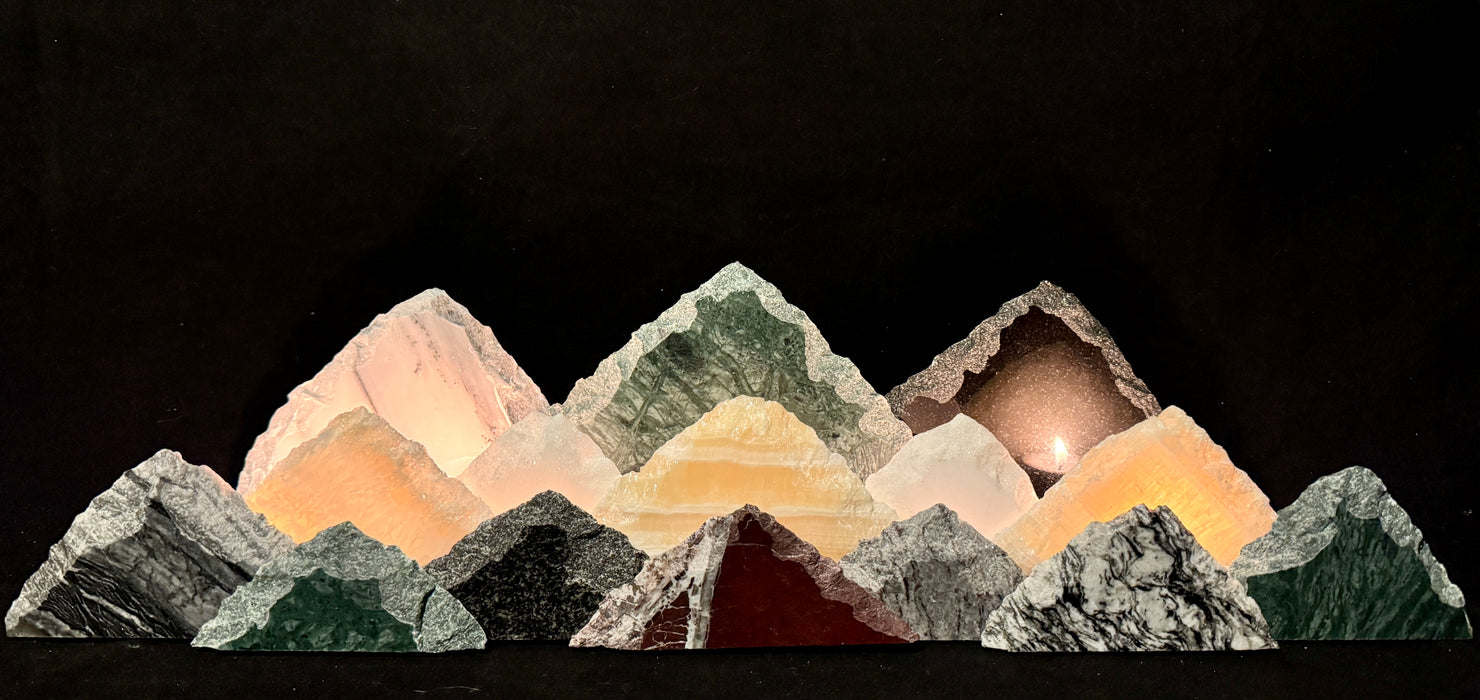 Illuminated onyx mountainscape