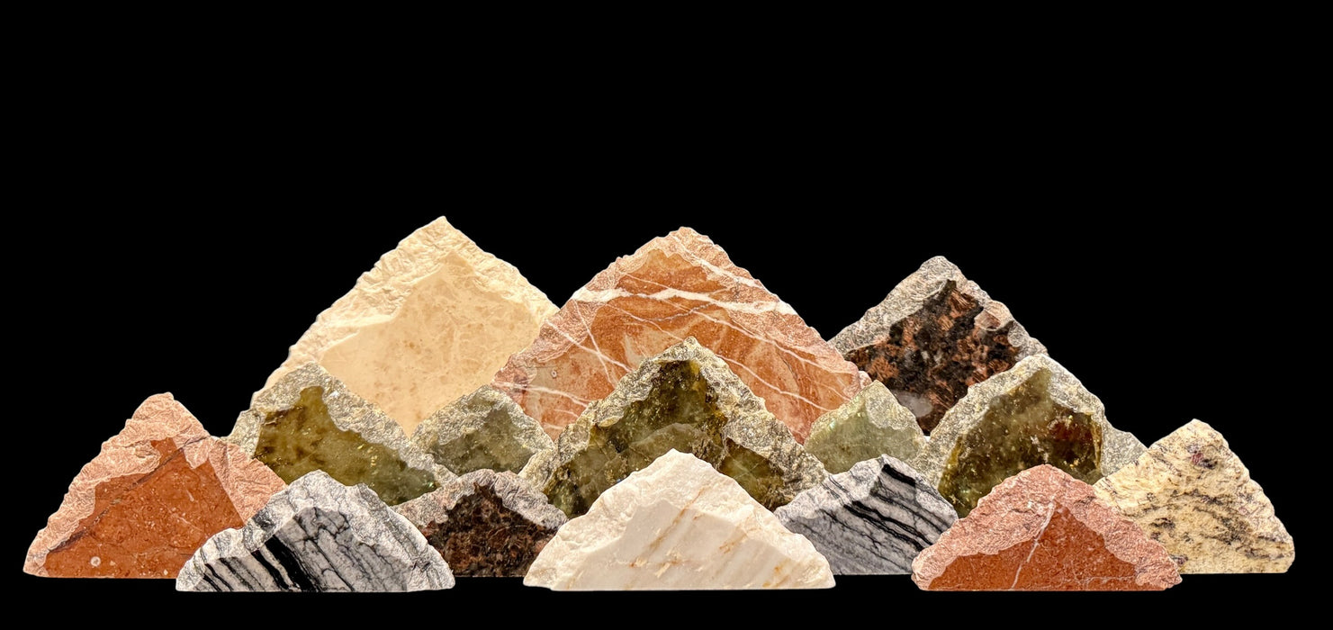 Illuminated labradorite mountainscape.