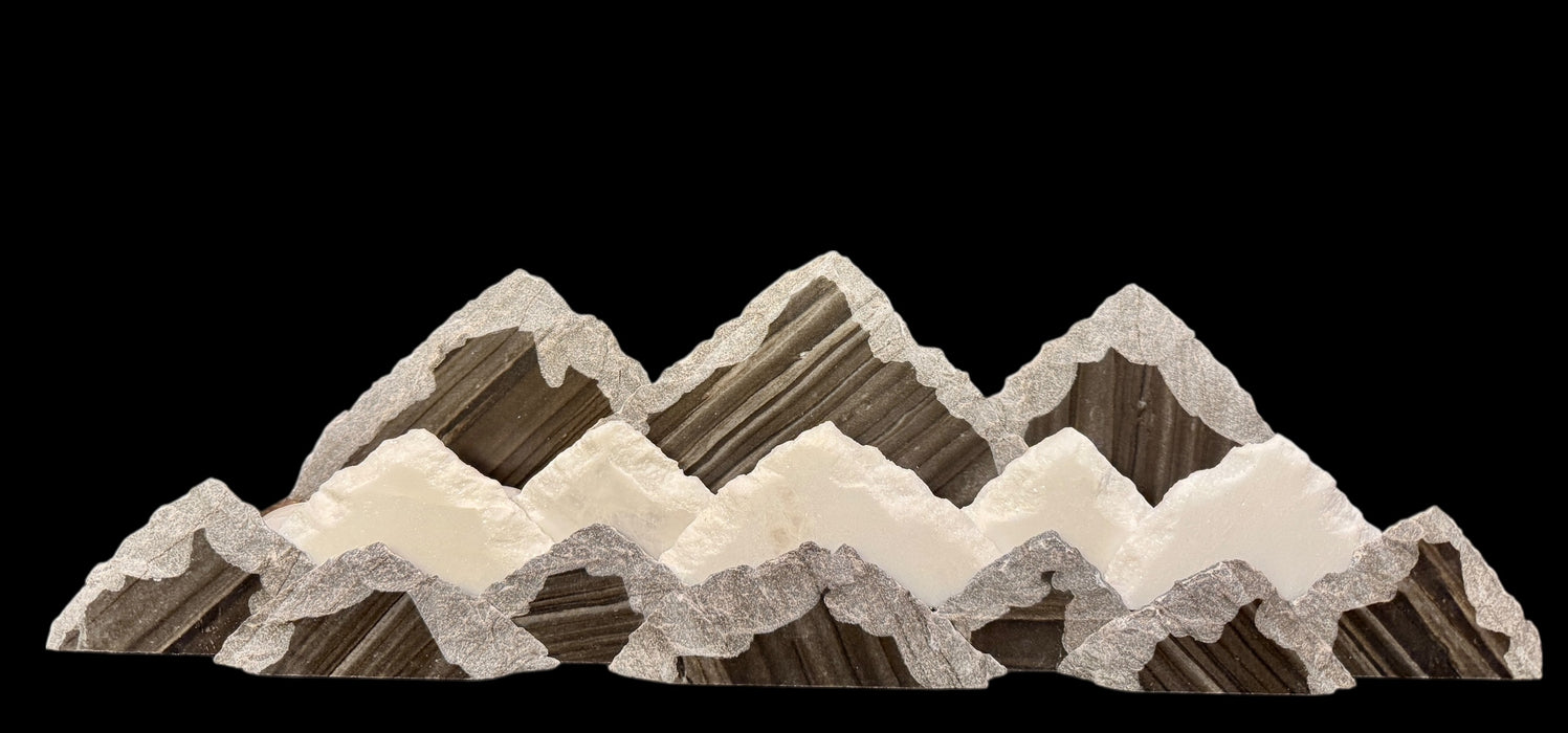 Illuminated marble mountainscape