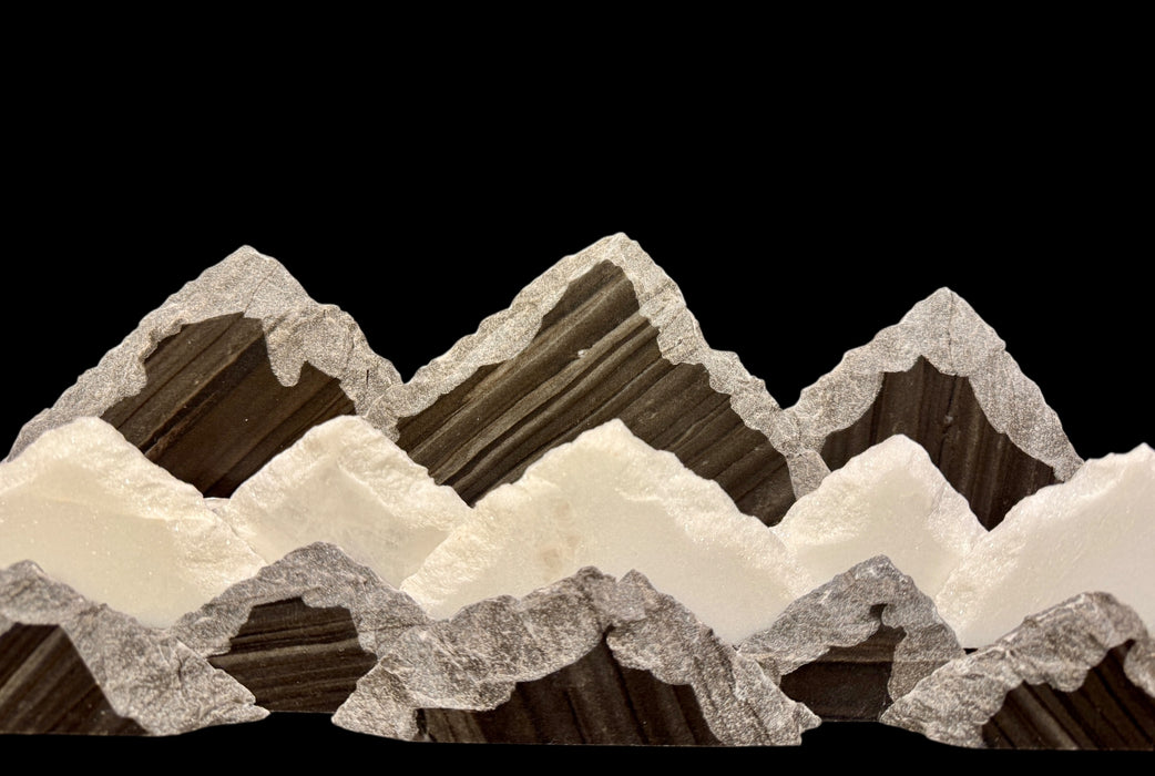 Illuminated marble mountainscape