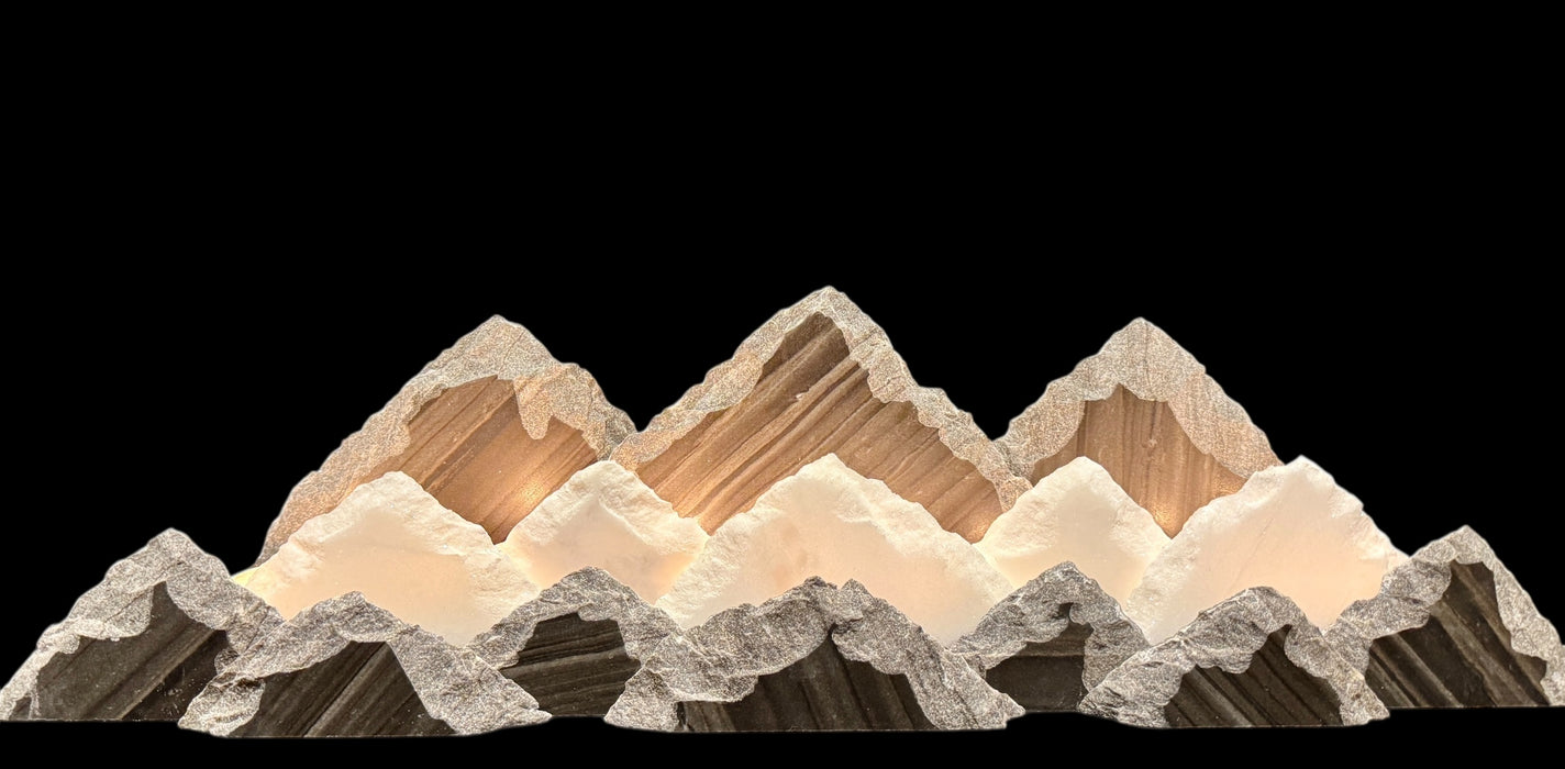 Illuminated marble mountainscape