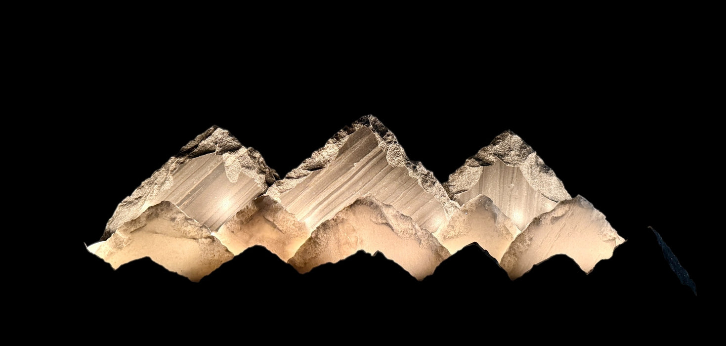Illuminated marble mountainscape