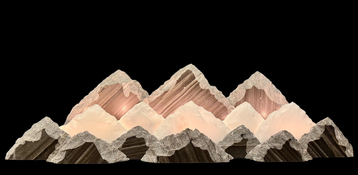 Illuminated marble mountainscape