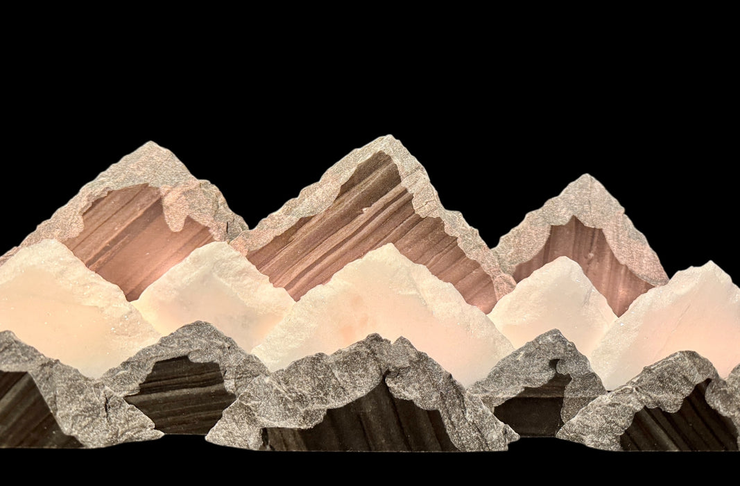 Illuminated marble mountainscape