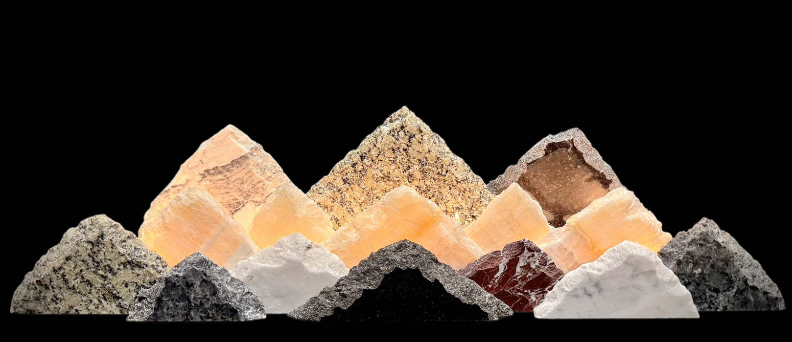 Illuminated onyx mountainscape